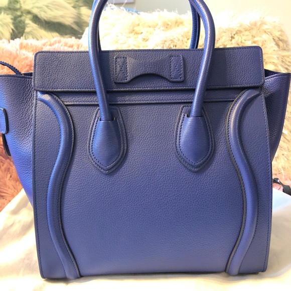 Celine Mini Luggage Colbalt Blue Bag Handbag Purse - Picture 6 of 7